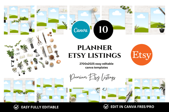 10 Planner Premium Etsy Listings Mockup: Professional Design Assets