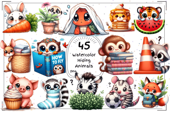 Charming Watercolor Animal Clipart for Creative Projects