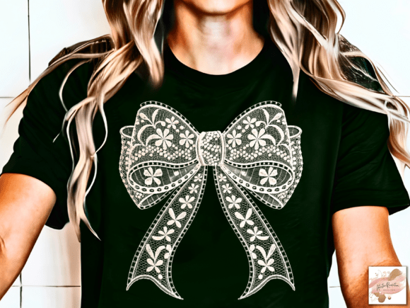 Elegant Lace Bow PNG: Floral Coquette Design for Creative Projects