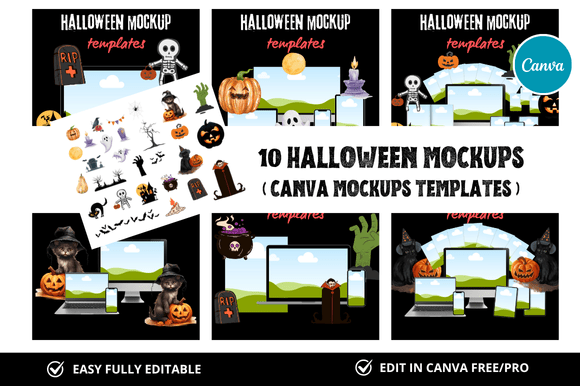 Elevate Your Designs with 10 Halloween Mockup Templates