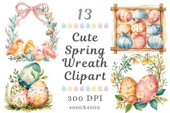 Elevate Your Designs with Cute Spring Wreath Clipart