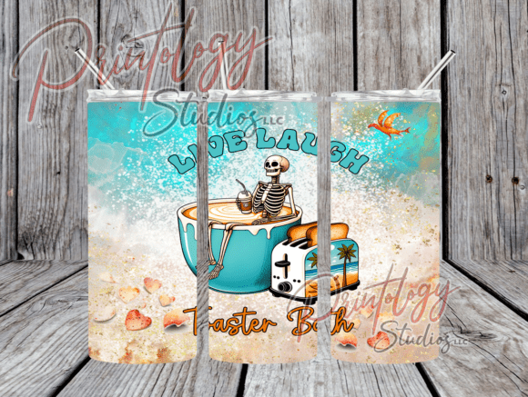 Live Laugh Toaster Bath Tumbler Wrap: A Vibrant Design Asset