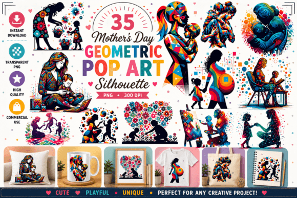 Mother's Day Geometric Pop Art Silhouette: A Bold Design Choice