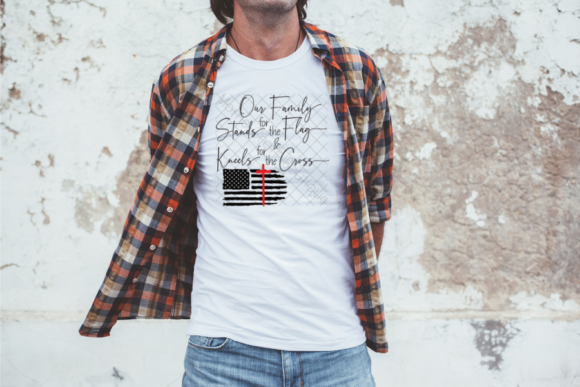 Our Family Stands Flag Kneels Cross SVG: A Design Asset for Meaningful Visuals